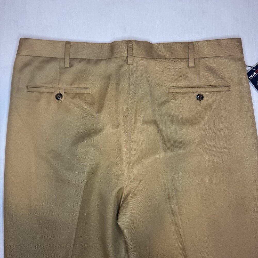 NWT Roundtree & Yorke Pants Travel Smart Mens Tall 38x36 Dress Tan Pleated - Picture 6 of 12